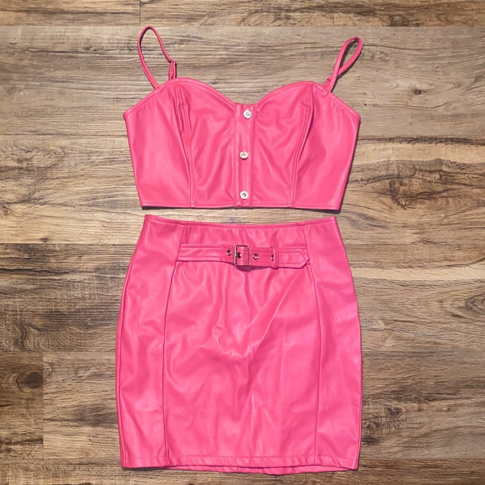 Pink Two-Piece Skirt Set